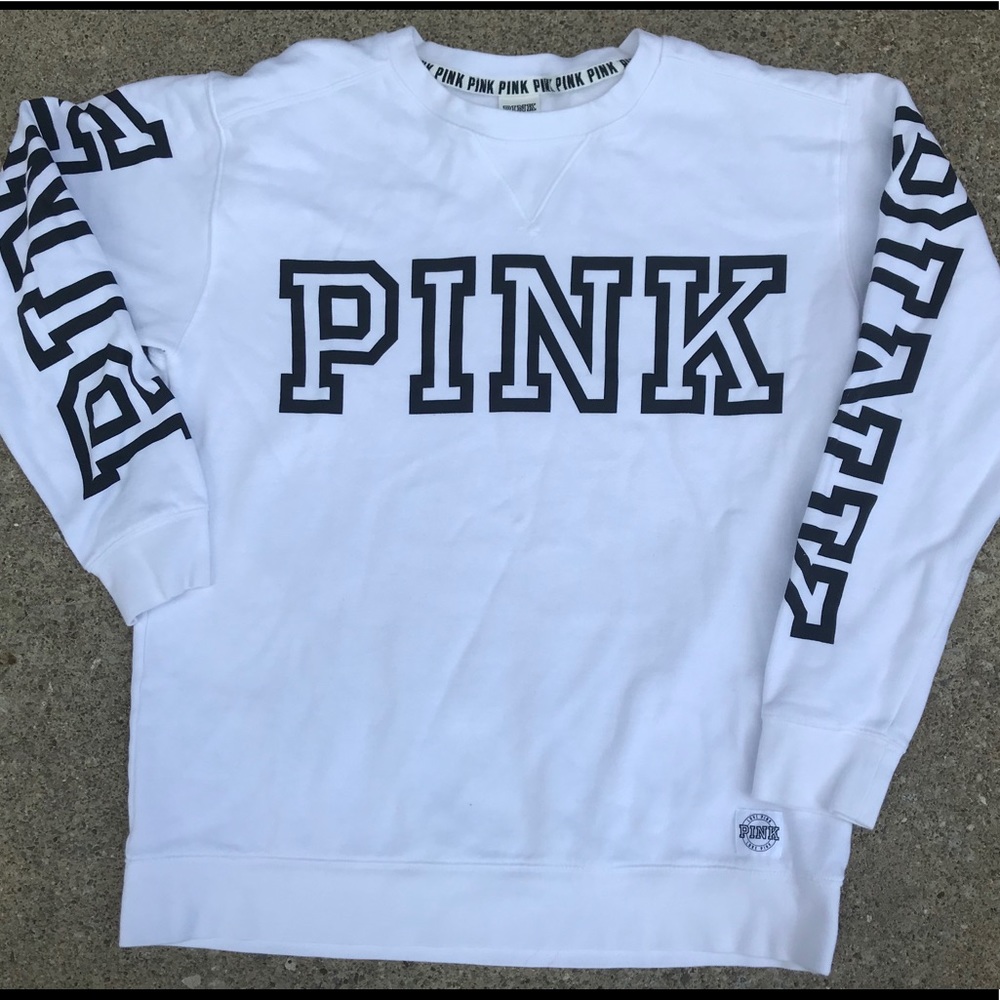 Victoria’s Secret Pink white pullover sweatshirt M